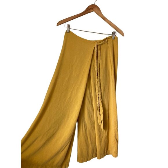 Anthropologie Little Lies Yellow Flowy Wide Leg Pants Women’s M - Picture 4 of 6